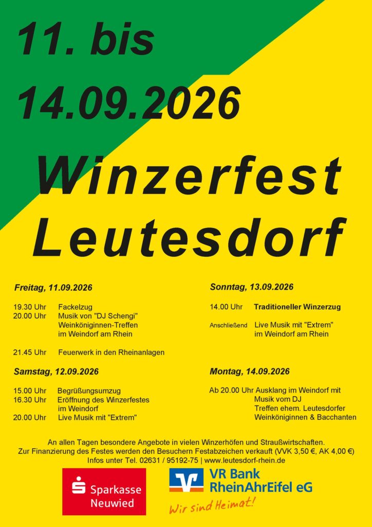 Flyer Winzerfest in Leutesdorf 2026